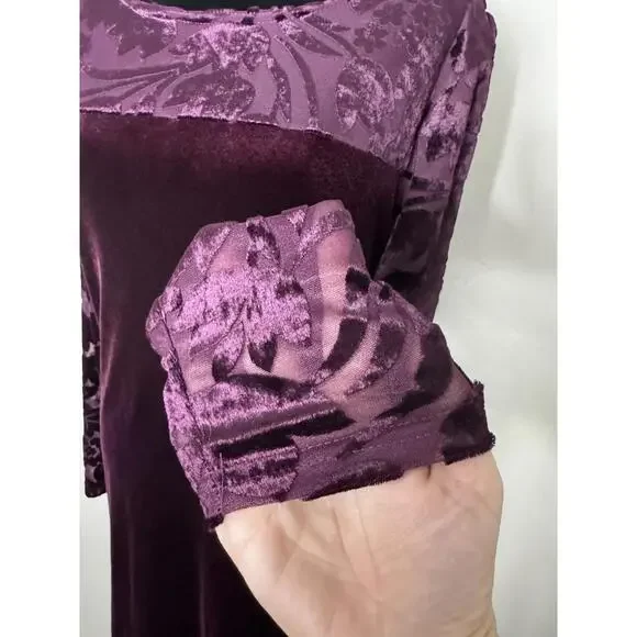 VTG Dressing Clio Velvet Med Dress Sheer Sleeves Whimsigoth Vampcore romance - Picture 4 of 9